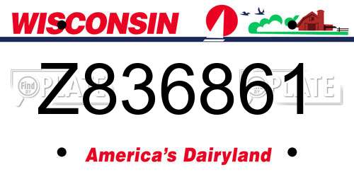 Z836861 Wisconsin License Plate