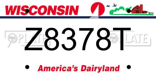 Z8378T Wisconsin License Plate