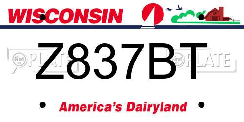 Z837BT Wisconsin License Plate