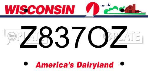 Z837OZ Wisconsin License Plate