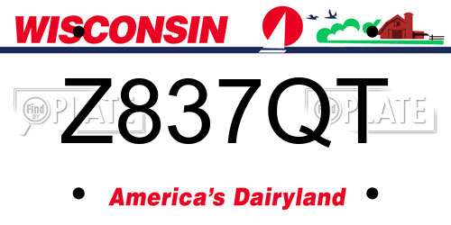Z837QT Wisconsin License Plate