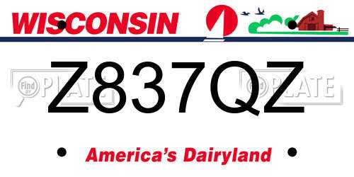 Z837QZ Wisconsin License Plate