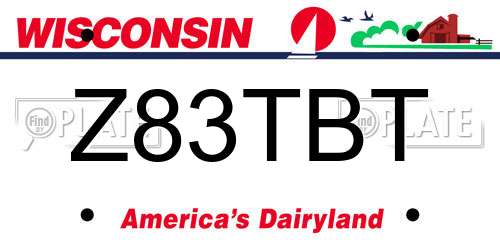 Z83TBT Wisconsin License Plate