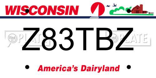 Z83TBZ Wisconsin License Plate