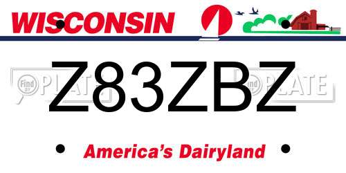 Z83ZBZ Wisconsin License Plate