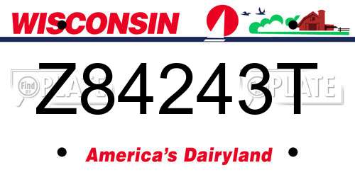 Z84243T Wisconsin License Plate