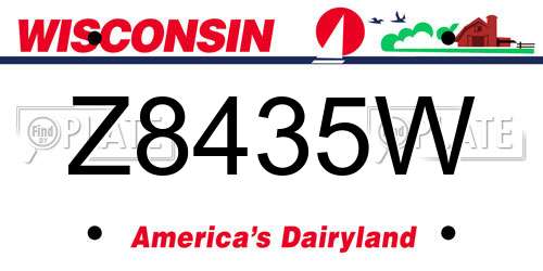 Z8435W Wisconsin License Plate