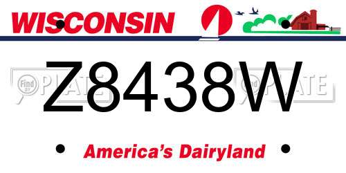 Z8438W Wisconsin License Plate