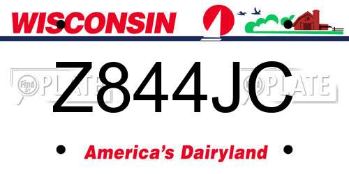 Z844JC Wisconsin License Plate