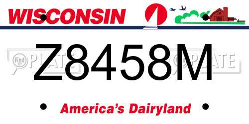 Z8458M Wisconsin License Plate