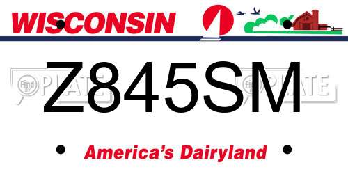 Z845SM Wisconsin License Plate