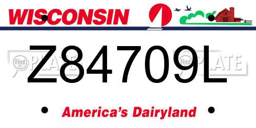 Z84709L Wisconsin License Plate