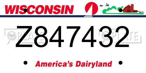 Z847432 Wisconsin License Plate