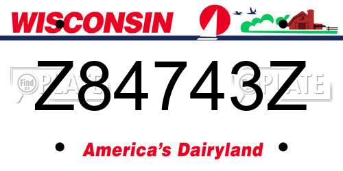 Z84743Z Wisconsin License Plate