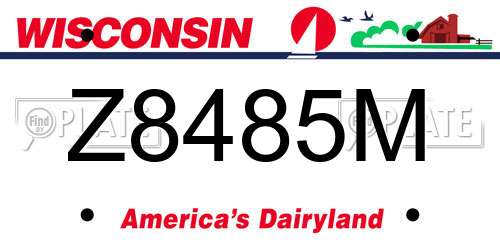 Z8485M Wisconsin License Plate