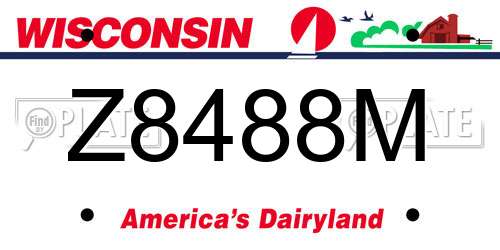 Z8488M Wisconsin License Plate