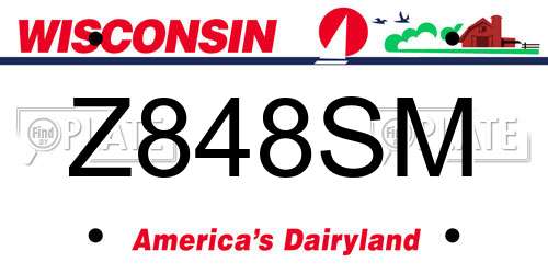 Z848SM Wisconsin License Plate