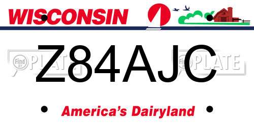 Z84AJC Wisconsin License Plate