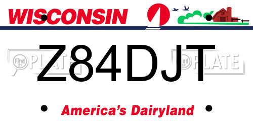 Z84DJT Wisconsin License Plate
