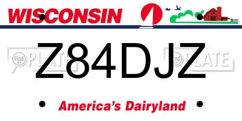 Z84DJZ Wisconsin License Plate