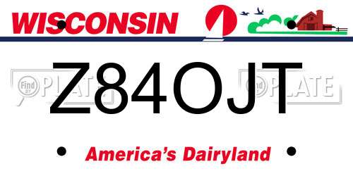 Z84OJT Wisconsin License Plate