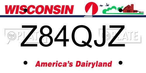 Z84QJZ Wisconsin License Plate