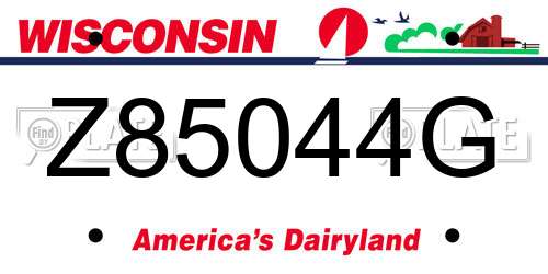 Z85044G Wisconsin License Plate