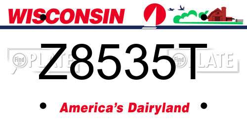 Z8535T Wisconsin License Plate