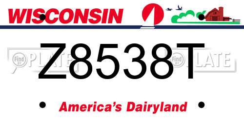 Z8538T Wisconsin License Plate