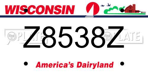 Z8538Z Wisconsin License Plate