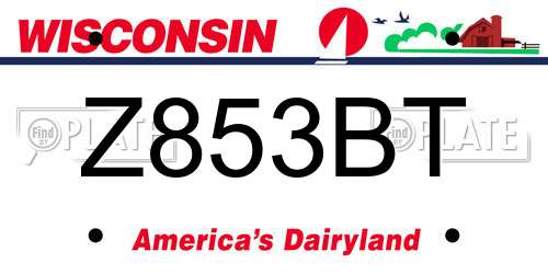 Z853BT Wisconsin License Plate