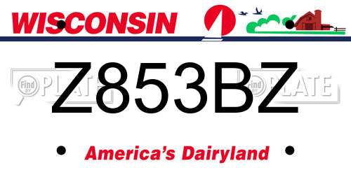 Z853BZ Wisconsin License Plate