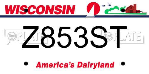 Z853ST Wisconsin License Plate