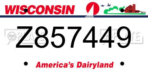 Z857449 Wisconsin License Plate