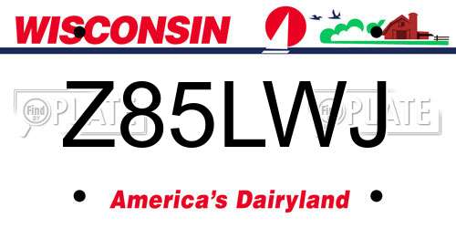 Z85LWJ Wisconsin License Plate