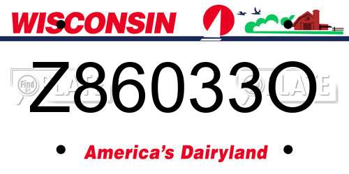Z86033O Wisconsin License Plate