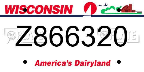 Z866320 Wisconsin License Plate