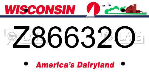 Z86632O Wisconsin License Plate