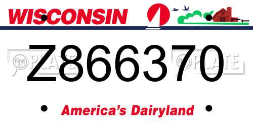 Z866370 Wisconsin License Plate