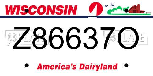 Z86637O Wisconsin License Plate