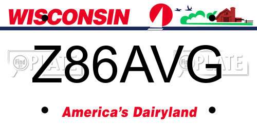Z86AVG Wisconsin License Plate