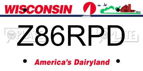 Z86RPD Wisconsin License Plate