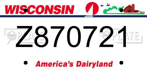 Z870721 Wisconsin License Plate