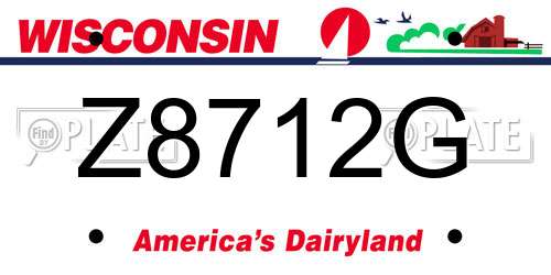 Z8712G Wisconsin License Plate