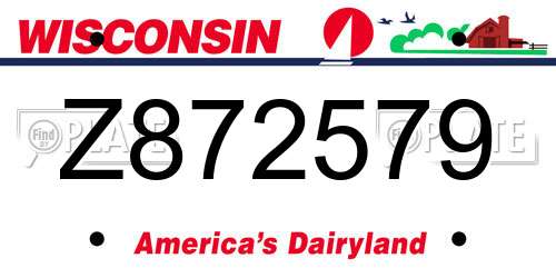 Z872579 Wisconsin License Plate