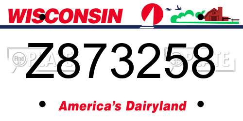 Z873258 Wisconsin License Plate