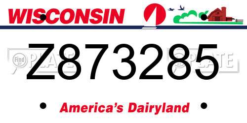 Z873285 Wisconsin License Plate