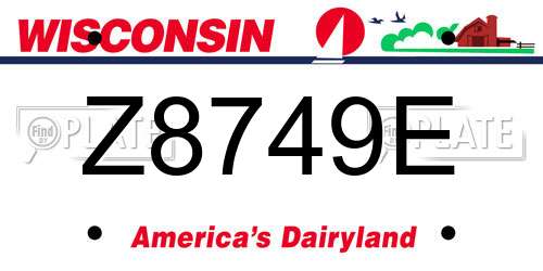 Z8749E Wisconsin License Plate