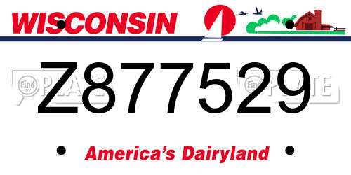 Z877529 Wisconsin License Plate