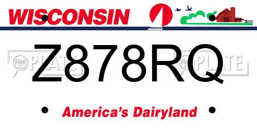 Z878RQ Wisconsin License Plate